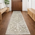 thumbnail image 1 of GLATTICE Runner Rug 2x6 Non Slips Rug Runner Super Soft Kitchen Runner Rug Printed Faux Wool Floral Thin Rugs for Hallway Entryway Laundry Room Bedroom, Taupe Beige with Ivory Hues, 1 of 7
