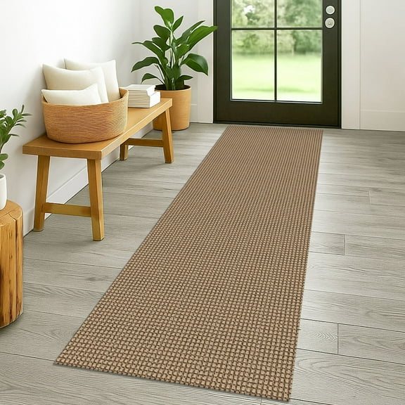 Glattice Runner Rug 2x6 Boho Washable Runner for Hallway Cotton Rubber Backed Kitchen Runner Braided Indoor Floor Carpet Runners for Entryway/Hallway/Kitchen/Bedroom, Orange/Tan/Brown