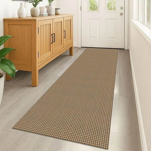 Glattice Runner Rug 2x7 Boho Washable Runner for Kitchen Cotton Rubber Backed Kitchen Runner Braided Indoor Floor Carpet Runners for Entryway/Hallway/Kitchen/Bedroom, Orange/Tan/Brown