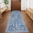 thumbnail image 1 of GLATTICE Runner Rug 2x6 Non Slips Rug Runner Super Soft Kitchen Runner Rug Printed Faux Wool Floral Thin Blue Rugs for Hallway Entryway Laundry Room Bedroom, 1 of 8