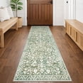 thumbnail image 1 of GLATTICE Runner Rug 2x6 Non Slips Rug Runner Super Soft Kitchen Runner Rug Printed Faux Wool Floral Thin Rugs for Hallway Entryway Laundry Room Bedroom, Sage Green with Ivory Hues, 1 of 7