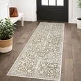 thumbnail image 1 of GLATTICE Runner Rug with Rubber Backing 2x5 Runner for hallways Super Soft Kitchen Runners Printed Faux Wool Floral Thin Carpet Runner for Entryway Bedroom, Taupe Beige with Ivory Hues, 1 of 7