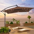 thumbnail image 1 of Glavbiku 10ft Large Waterproof Offset Cantilever Umbrella with LED Solar Lights for Garden,Brown, 1 of 10