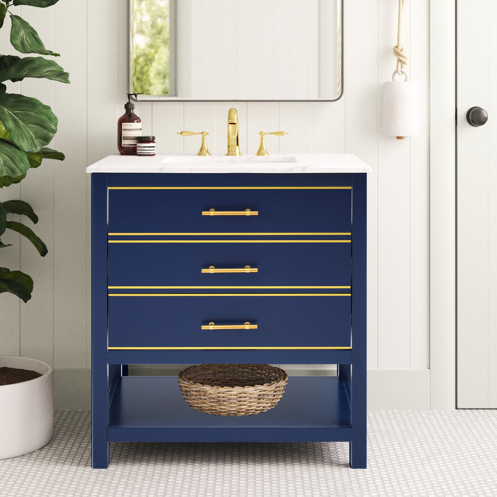 Glavbiku 30 Modern Bathroom Vanity Cabinet with 2 Drawers Open Storge
