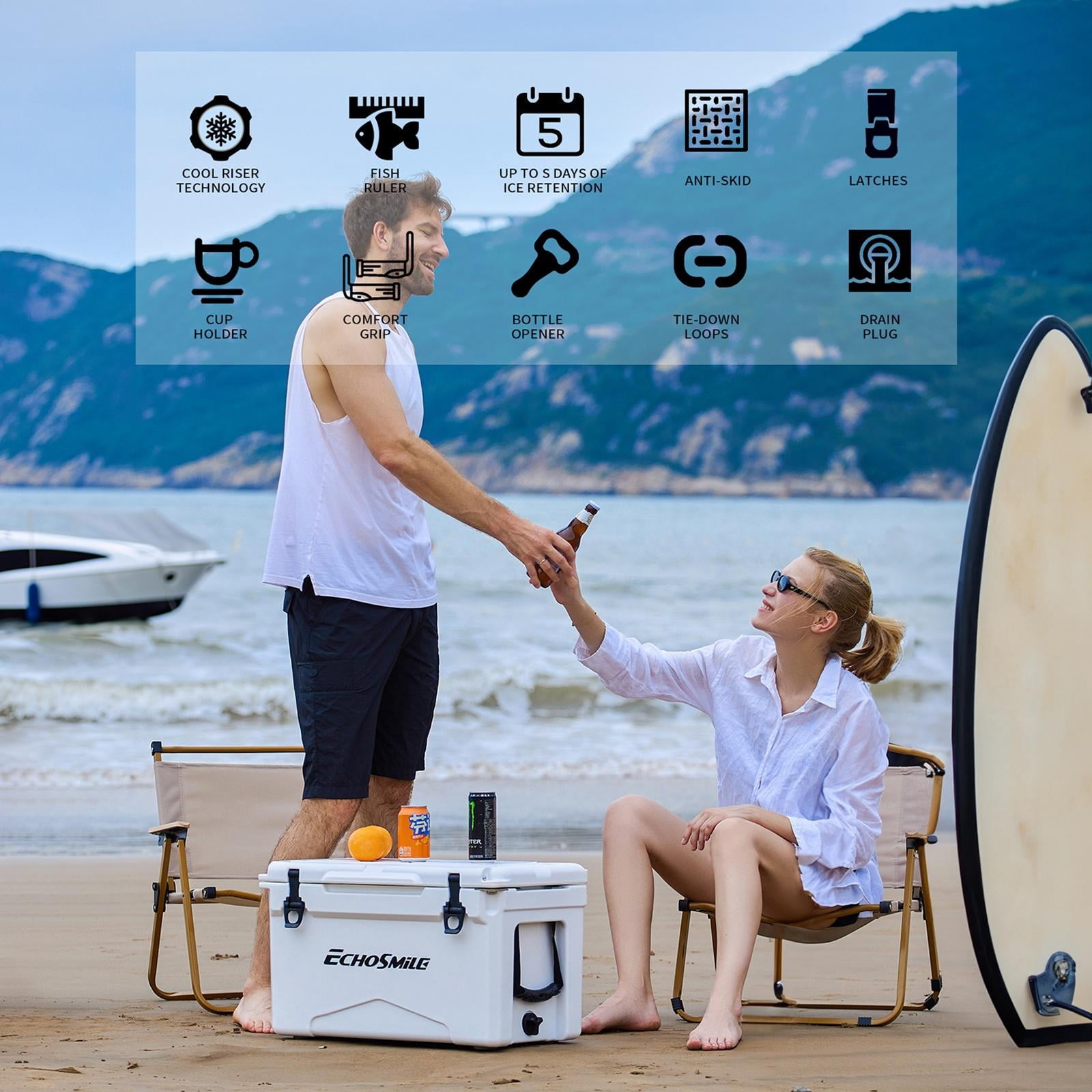 Glavbiku 35 Quart Protale Warming Box,Rotomolded Cooler,Ice Chest Cooler for Camping,White