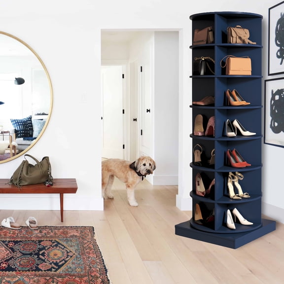 Glavbiku 360° Rotating Shoe Rack Tower,7-Tiers Shoe Organizer for Entryway,Spinning Storage,Blue