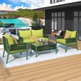 thumbnail image 1 of Glavbiku 4-Piece Patio Furniture Set,Outdoor Furniture with Tempered Glass Table for Backyard,Green, 1 of 15