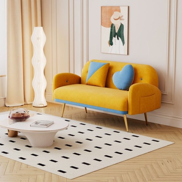 Glavbiku 58" Velvet Sofa with Gold Legs,Upholstered Loveseat with 2