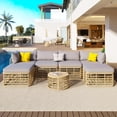 thumbnail image 1 of Glavbiku 6 Seater Outdoor Wicker Furniture Set,All-Weather Rattan Sectional Sofa for Garden,Gray, 1 of 14