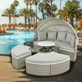 thumbnail image 1 of Glavbiku 64.1" Outdoor Wicker Round Daybed with Cushions,Rattan Sofa Bed with Lift Table,Gray, 1 of 13