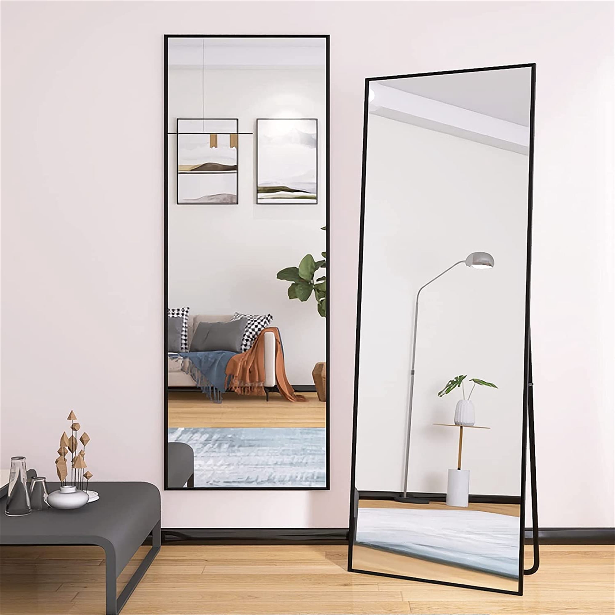 Glavbiku 65"x24" Full Length Mirror Rectangle Floor Mirrors for Standing Leaning or Hanging ...