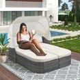thumbnail image 1 of Glavbiku 6Pcs Outdoor Patio Sofa Set,Daybed Sunbed with Retractable Canopy,Wicker Furniture,Beige, 1 of 13