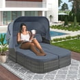 thumbnail image 1 of Glavbiku 6Pcs Outdoor Patio Sofa Set,Daybed Sunbed with Retractable Canopy,Wicker Furniture,Gray, 1 of 14