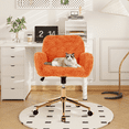 thumbnail image 1 of Glavbiku Artificial Rabbit Hair Home Office Chair with Golden Metal Base,Swivel Vanity Chair,Orange, 1 of 12