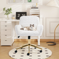thumbnail image 1 of Glavbiku Modern Artificial Rabbit Hair Chair with Golden Metal Base,Swivel Vanity Chair,White,Adult, 1 of 12