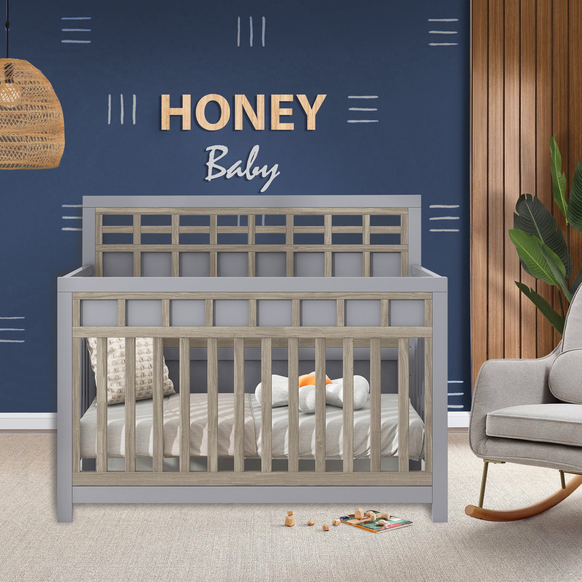 Glavbiku Convertible Cribs with 3 Adjustment Mattress Height for Baby