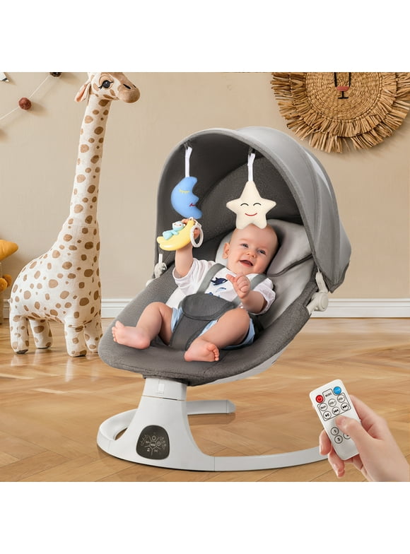 Glavbiku Intelligent Electric Baby Swing for Infant,Bouncer with Bluetooth Music,Remote Control,Gray