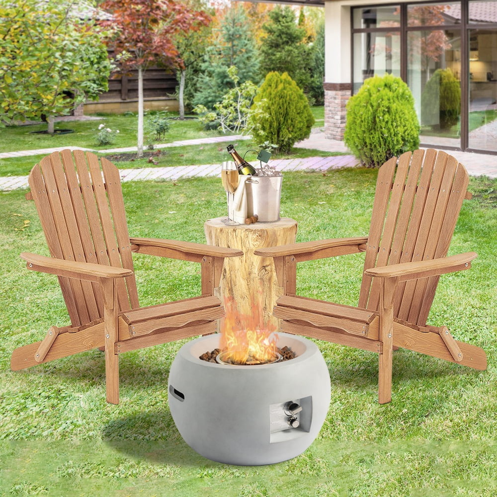 Glavbiku Foldable Wood Adirondack Chair Set of 2,Outdoor Chair for Patio,Brown