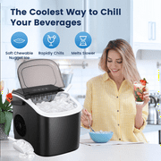 Glavbiku Ice Maker Machine for Countertop,Portable Self-Clean Ice Machine with Scoop and Basket for Home Black