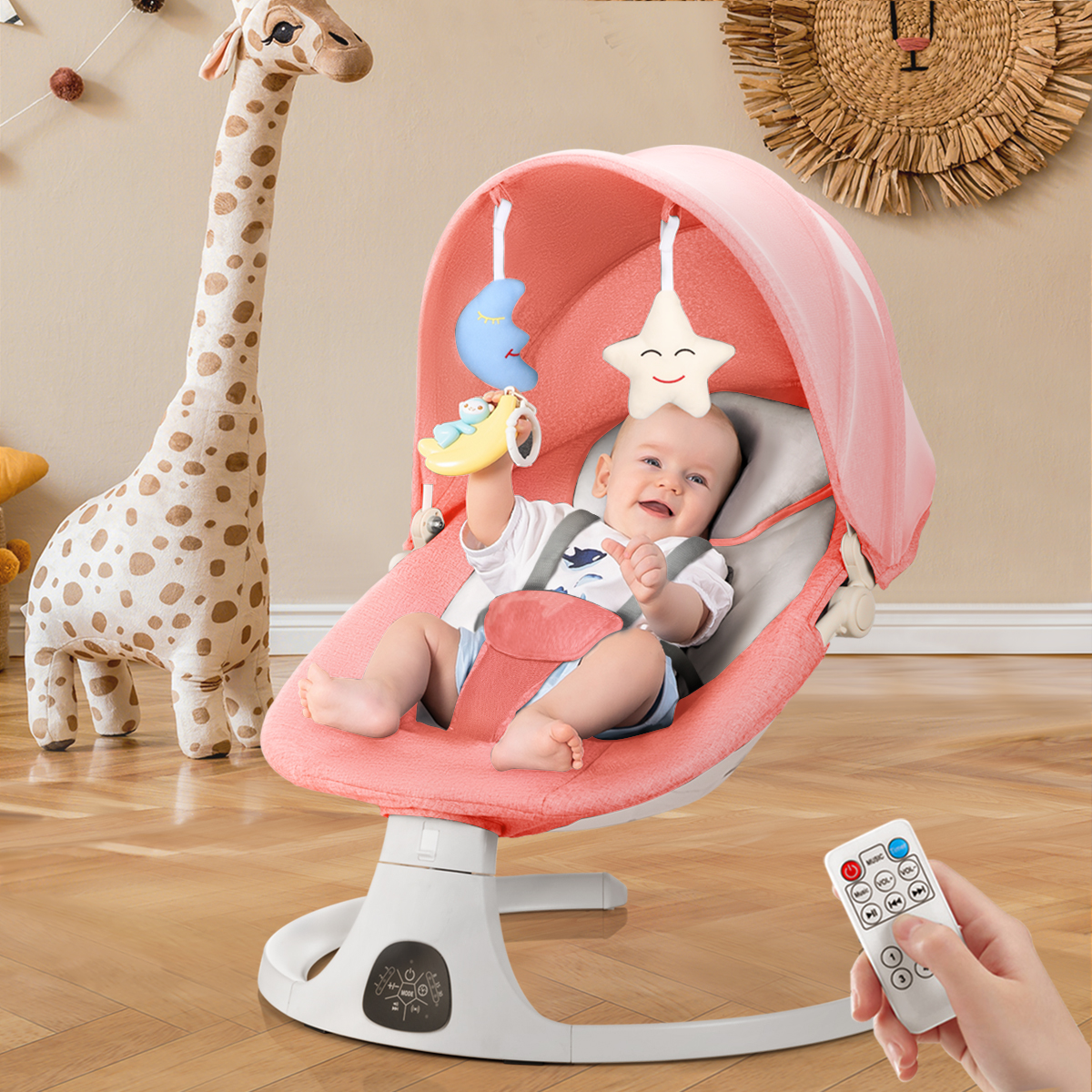 Bright Starts Rainforest Vibes Vibrating Bouncer with Toy bar
