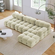 Glavbiku Luxury Modular Sectional Sofa with Ottoman,Velvet L Shaped Couch for Living Room,Beige
