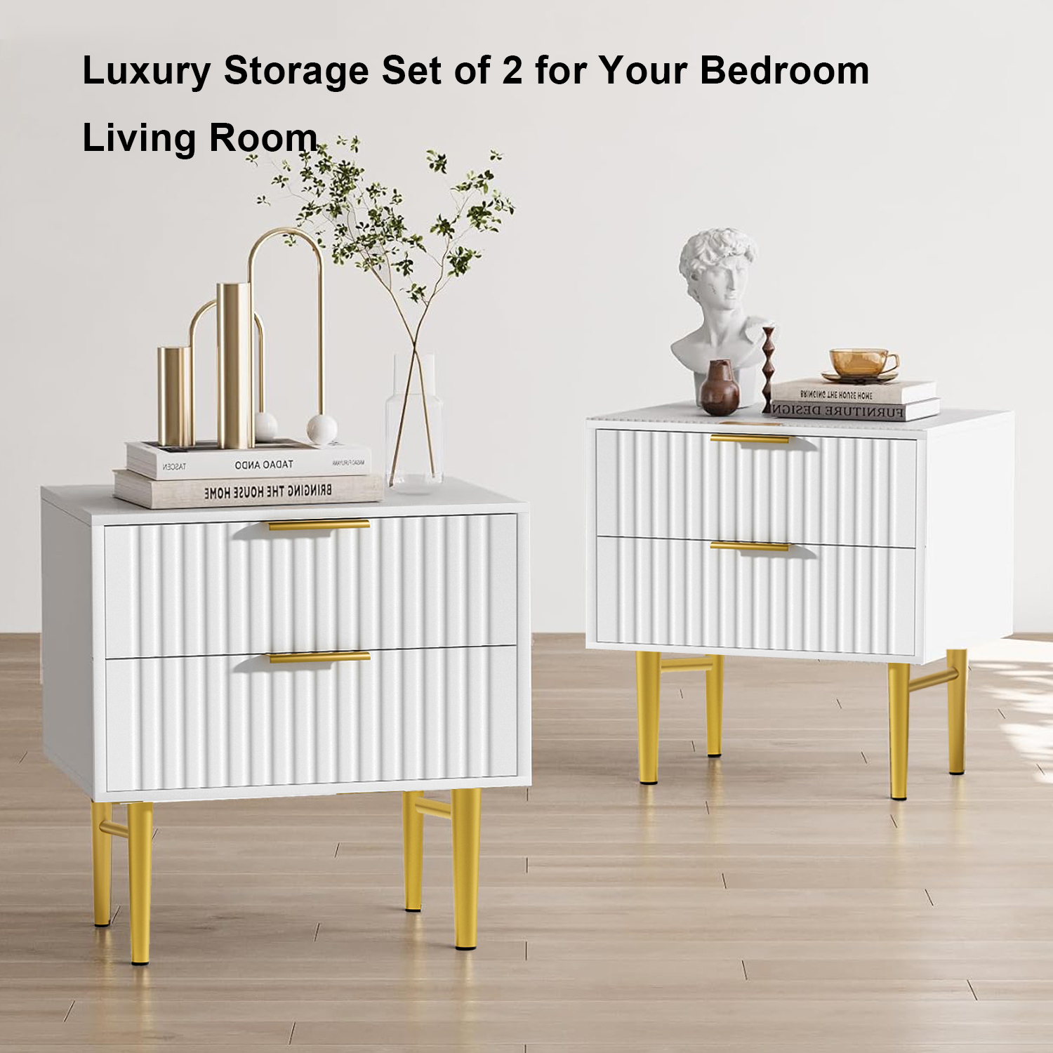 (Set of 2) Mainstays 1 Drawer Bedroom Nightstand, White