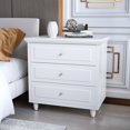 thumbnail image 1 of Glavbiku Modern 3 Drawer Nightstand,Wood Cabinet for Bedroom,White,28.1" H  x 27.9" L,Adult,, 1 of 12