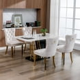 thumbnail image 1 of Glavbiku Modern High End Velvet Dining Chair Set of 2,Dining Room Rivets Chairs with Gold Legs,Beige, 1 of 12