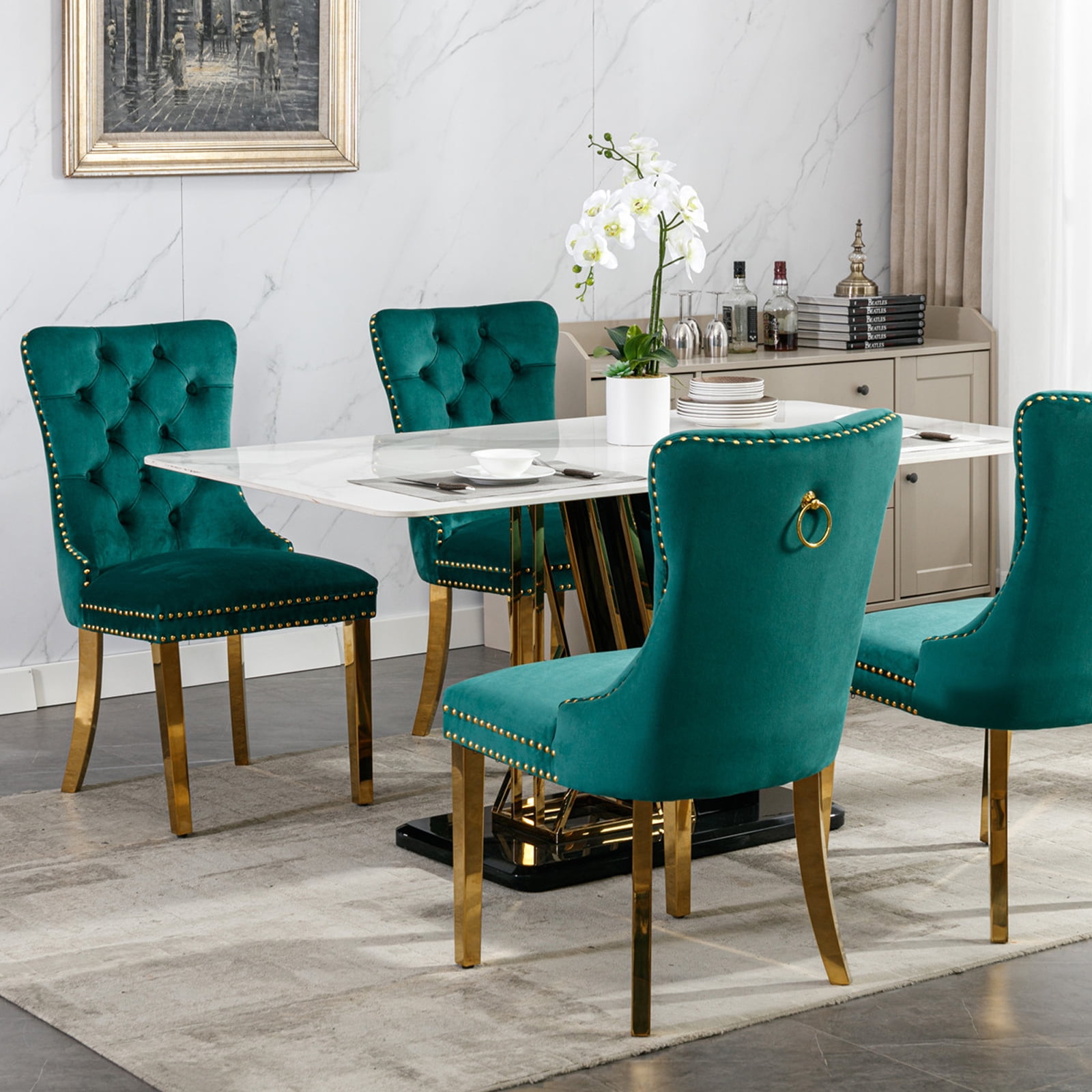 Glavbiku Modern High End Velvet Dining Chair Set of 2,Dining Room ...