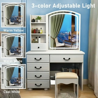 Dressing Table Sliding Mirror White