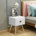 thumbnail image 1 of Glavbiku Modern Nightstand with 2 Drawers,Bedside Table with Gold Metal Legs,White,Adult, 1 of 10