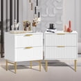 thumbnail image 1 of Glavbiku Modern 2 Drawer Nightstand Set of 2,Wood Bedside Table with Golden Legs,Black,Adult,23.5" H, 1 of 12