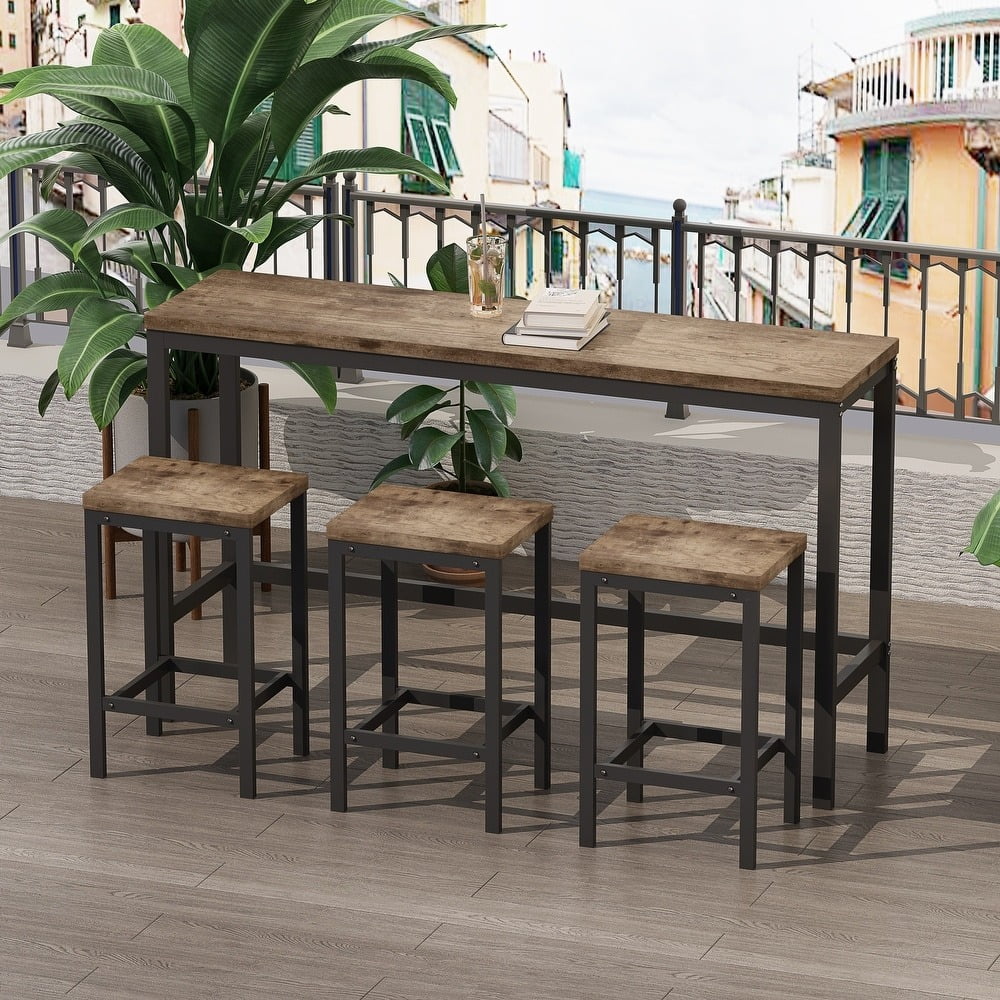 Glavbiku Modern Wood Kitchen Dining Table W/ Metal Leg,Counter Height ...
