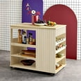 thumbnail image 1 of Glavbiku Natural Kitchen Island Cart,Rolling Serving Utility Trolley with Storage Drawer Wine Rack, 1 of 12