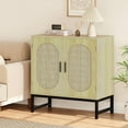 thumbnail image 1 of Glavbiku New Modern 2 Rattan Arched Door Sideboard,Accent Cabinet with Metal Leg,Light Oak,31in L, 1 of 14