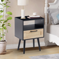 thumbnail image 1 of Glavbiku Nightstand with 1 Drawer and Solid Wood Leg,Bedside Table for Bedroom,Black,Adult, 1 of 14