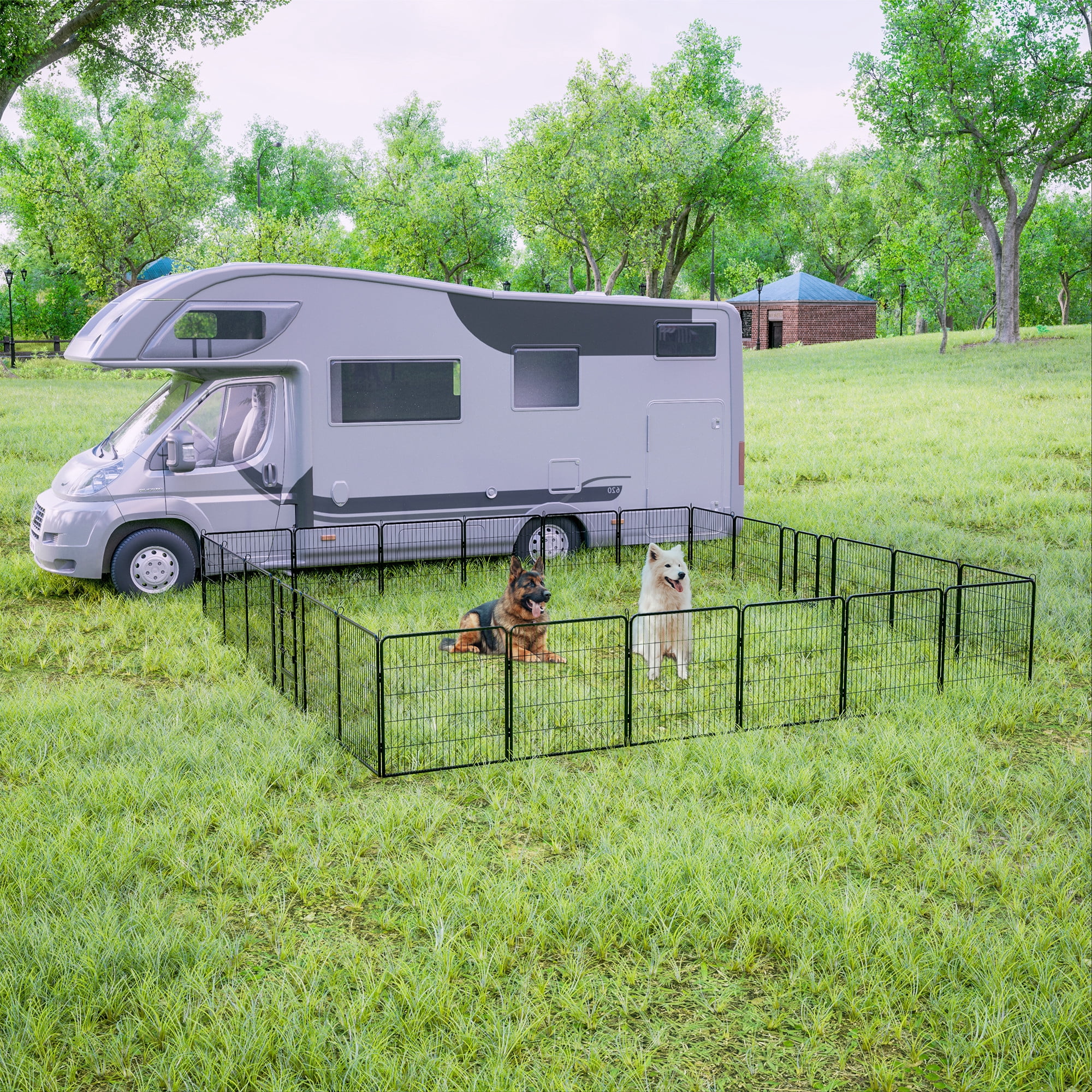 Glavbiku Portable Pet Playpen for Outdoor,24 Panels Foldable Dog Crate ... - Portable Outdoor Pet Crate