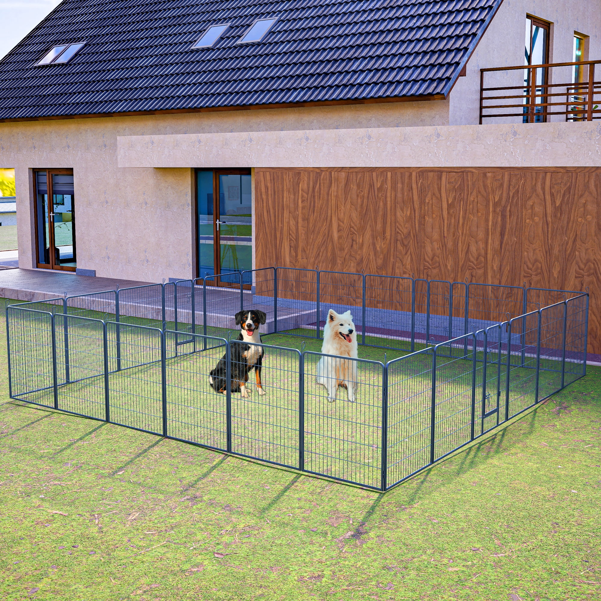 Glavbiku Portable Pet Playpen for Outdoor,24 Panels Foldable Metal Dog ...