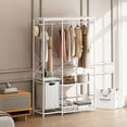 thumbnail image 1 of Glavbiku Portable Wardrobe Clothes Rack with Mesh Storage and Oxford Cloth Storage Bag,White,Adult, 1 of 9