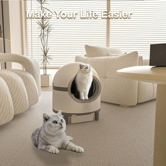 Glavbiku Self Cleaning Cat Litter Box,Cat House Smart App Control,Odor Removal,Low Noise,White