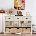 thumbnail image 1 of Glavbiku Vintage Console Table with 3 Drawer & 3 Woven Basket,Accent Side Table for Entryway,White, 1 of 13