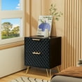 thumbnail image 1 of Glavbiku Wood Black Nightstand,Luxury Carved 2-Drawer Bedside Table with Gold Leg Bedroom,20"H,Adult, 1 of 8
