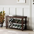 thumbnail image 1 of Glavbiku Wood Shoe Rack Bench 3-Tier Storage Shelf Holder,Shoe Organizer Entryway Hallway Cherry, 1 of 10