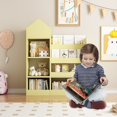 thumbnail image 1 of Glavbiku Yellow Kids Wood Bookshelf & Toy Organizer,6 Compartment,2 Basket,Multi-Shelf Storage Cubby, 1 of 10