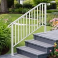 thumbnail image 1 of Glaxias Handrails for Outdoor Steps Outdoor 4 Level Iron Handrail Matte , Easy DIY Installation Kit Included, White Wrought Iron Hand Rails for Outdoor Steps,White, 1 of 7