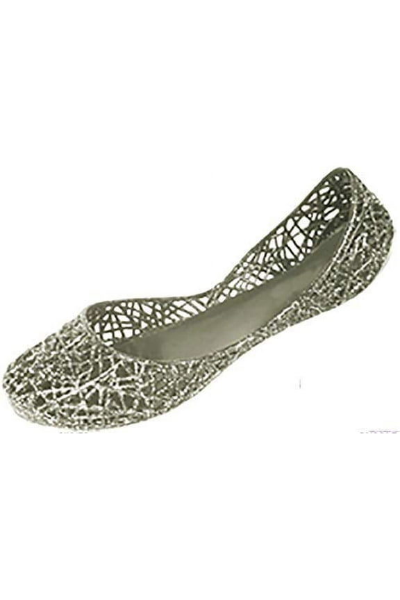 Glaze Alaska-1 Layered Lines Jelly Ballet Flats,Clear (7)