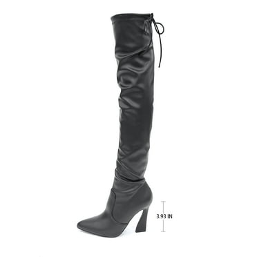 Glaze Women Dress Over the Knee Boots Side Zipper with Sculptural Heel