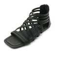 thumbnail image 1 of Glaze Women's Roman Gladiator Muliti Straped Back Zip Design Flat Heel Sandals, 1 of 5
