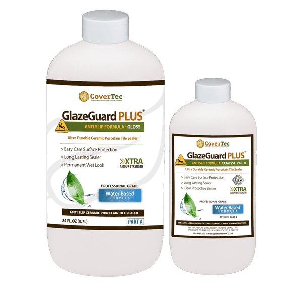GlazeGuard Plus Anti-Slip Floor Coating for Ceramic, Porcelain & Stone Tiles, Clear Protective Treatment for Indoor Floors