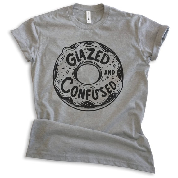Glazed And Confused Donut T-shirt, Unisex Women's Men's Shirt, Donut Pun Dessert Foodie Food Lover, Dark Heather Gray, Medium